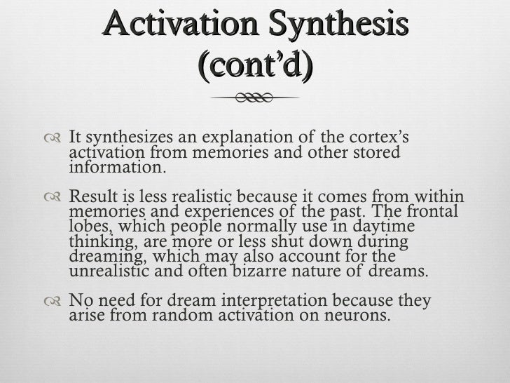 activation synthesis Psychology definition for activation-synthesis hypothesis in normal everyday language, edited by psychologists, professors and leading students help us get better. activation synthesis Psychology definition for activation-synthesis hypothesis in normal everyday language, edited by psychologists, professors and leading students help us get better.