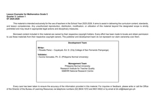Lesson Exemplar for Mathematics 5 Department of Education | PDF