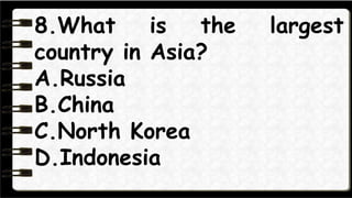 13.In which country in
Asia that has a separate
Valentine’s day for single
people?
A.South Korea B.India
C.Sri Lanka D.Ban...