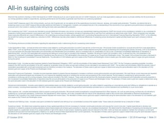 Newmont Mining Corporation I Q3 2016 earnings I Slide 3127 October 2016
Newmont has worked to develop a metric that expands on GAAP measures such as cost of goods sold and non-GAAP measures, such as Costs applicable to sales per ounce, to provide visibility into the economics of
our mining operations related to expenditures, operating performance and the ability to generate cash flow from our continuing operations.
Current GAAP-measures used in the mining industry, such as cost of goods sold, do not capture all of the expenditures incurred to discover, develop, and sustain gold production. Therefore, we believe that all-in
sustaining costs is a non-GAAP measure that provides additional information to management, investors, and analysts that aid in the understanding of the economics of our operations and performance compared to other
producers and in the investor’s visibility by better defining the total costs associated with production.
All-in sustaining cost (“AISC”) amounts are intended to provide additional information only and do not have any standardized meaning prescribed by GAAP and should not be considered in isolation or as a substitute for
measures of performance prepared in accordance with GAAP. The measures are not necessarily indicative of operating profit or cash flow from operations as determined under GAAP. Other companies may calculate
these measures differently as a result of differences in the underlying accounting principles, policies applied and in accounting frameworks such as in International Financial Reporting Standards (“IFRS”), or by reflecting
the benefit from selling non-gold metals as a reduction to AISC. Differences may also arise related to definitional differences of sustaining versus development capital activities based upon each company’s internal
policies.
The following disclosure provides information regarding the adjustments made in determining the all-in sustaining costs measure:
Costs Applicable to Sales - Includes all direct and indirect costs related to current gold production incurred to execute the current mine plan. We exclude certain exceptional or unusual amounts from Costs applicable to
sales (“CAS”), such as significant revisions to recovery amounts. CAS includes by-product credits from certain metals obtained during the process of extracting and processing the primary ore-body. CAS is accounted for
on an accrual basis and excludes Depreciation and amortization and Reclamation and remediation, which is consistent with our presentation of CAS on the Condensed Consolidated Statements of Operations. In
determining AISC, only the CAS associated with producing and selling an ounce of gold is included in the measure. Therefore, the amount of gold CAS included in AISC is derived from the CAS presented in the
Company’s Condensed Consolidated Statements of Operations less the amount of CAS attributable to the production of copper at our Phoenix and Boddington mines. The copper CAS at those mine sites is disclosed in
Note 5 to the Condensed Consolidated Financial Statements. The allocation of CAS between gold and copper at the Phoenix and Boddington mines is based upon the relative sales value of copper and gold produced
during the period.
Reclamation Costs - Includes accretion expense related to Asset Retirement Obligation (“ARO”) and the amortization of the related Asset Retirement Cost (“ARC”) for the Company’s operating properties. Accretion
related to the ARO and the amortization of the ARC assets for reclamation does not reflect annual cash outflows but are calculated in accordance with GAAP. The accretion and amortization reflect the periodic costs of
reclamation associated with current gold production and are therefore included in the measure. The allocation of these costs to gold and copper is determined using the same allocation used in the allocation of CAS
between gold and copper at the Phoenix and Boddington mines.
Advanced Projects and Exploration - Includes incurred expenses related to projects that are designed to increase or enhance current gold production and gold exploration. We note that as current resources are depleted,
exploration and advanced projects are necessary for us to replace the depleting reserves or enhance the recovery and processing of the current reserves. As this relates to sustaining our gold production, and is
considered a continuing cost of a mining company, these costs are included in the AISC measure. These costs are derived from the Advanced projects, research and development and Exploration amounts presented in
the Condensed Consolidated Statements of Operations less the amount attributable to the production of copper at our Phoenix and Boddington mines. The allocation of these costs to gold and copper is determined using
the same allocation used in the allocation of CAS between gold and copper at the Phoenix and Boddington mines.
General and Administrative - Includes costs related to administrative tasks not directly related to current gold production, but rather related to supporting our corporate structure and fulfilling our obligations to operate as a
public company. Including these expenses in the AISC metric provides visibility of the impact that general and administrative activities have on current operations and profitability on a per ounce basis.
Other expense, net - Includes administrative costs to support current gold production. We exclude certain exceptional or unusual expenses from Other expense, net, such as restructuring, as these are not indicative to
sustaining our current gold operations. Furthermore, this adjustment to Other expense, net is also consistent with the nature of the adjustments made to Net income (loss) attributable to Newmont stockholders as
disclosed in the Company’s non-GAAP financial measure Adjusted net income (loss). The allocation of these costs to gold and copper is determined using the same allocation used in the allocation of CAS between gold
and copper at the Phoenix and Boddington mines.
Treatment and Refining Costs - Includes costs paid to smelters for treatment and refining of our concentrates to produce the salable metal. These costs are presented net as a reduction of Sales.
Sustaining Capital - We determined sustaining capital as those capital expenditures that are necessary to maintain current gold production and execute the current mine plan. Capital expenditures to develop new
operations, or related to projects at existing operations where these projects will enhance gold production or reserves, are considered development. We determined the classification of sustaining and development capital
projects based on a systematic review of our project portfolio in light of the nature of each project. Sustaining capital costs are relevant to the AISC metric as these are needed to maintain the Company’s current gold
operations and provide improved transparency related to our ability to finance these expenditures from current operations. The allocation of these costs to gold and copper is determined using the same allocation used in
the allocation of CAS between gold and copper at the Phoenix and Boddington mines.
All-in sustaining costs
 