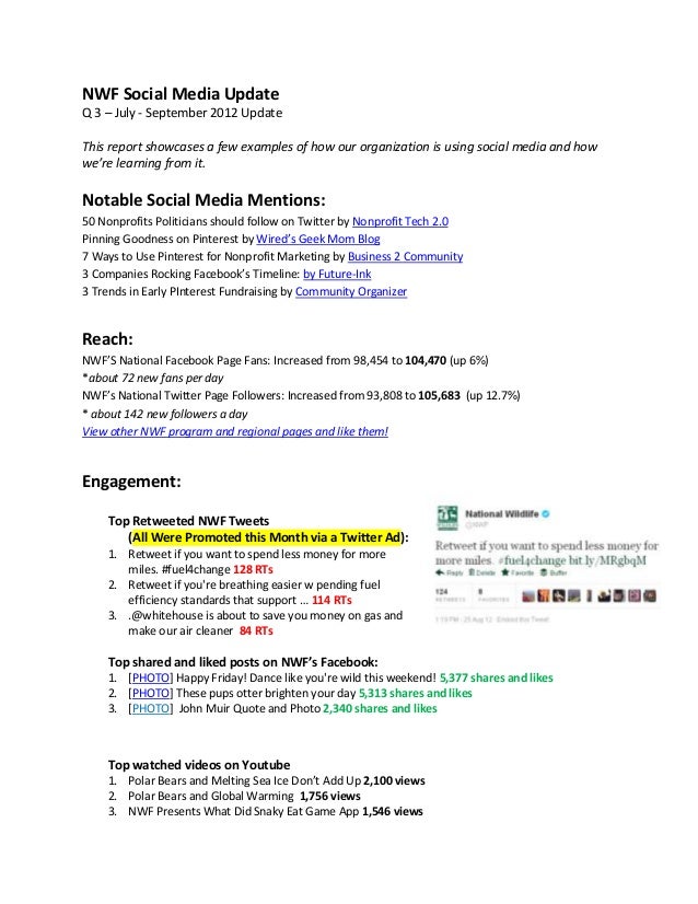 quarterly social media report
