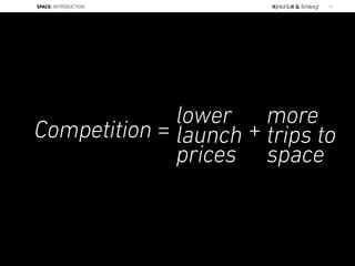 Competition =
more
trips to
space
lower
launch
prices
+
SPACE: INTRODUCTION 17
 