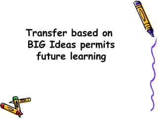 Transfer based on
BIG Ideas permits
future learning
 