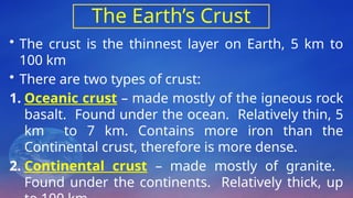Crust Contains Q3 WEEK 1 _ LAYERS OF THE EARTH SCIENCE 8 | PPTX