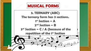 Musical Form Types Q3_W1_D1_MUSIC_MUSICAL FORMS.pptx grade 6 MAPEH | PPTX
