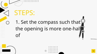 SLIDESMANIA.C
STEPS:
14
1. Set the compass such that
the opening is more one-half
of
 