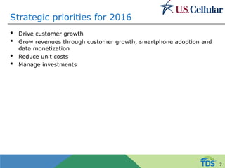 Strategic priorities for 2016
• Drive customer growth
• Grow revenues through customer growth, smartphone adoption and
data monetization
• Reduce unit costs
• Manage investments
7
 
