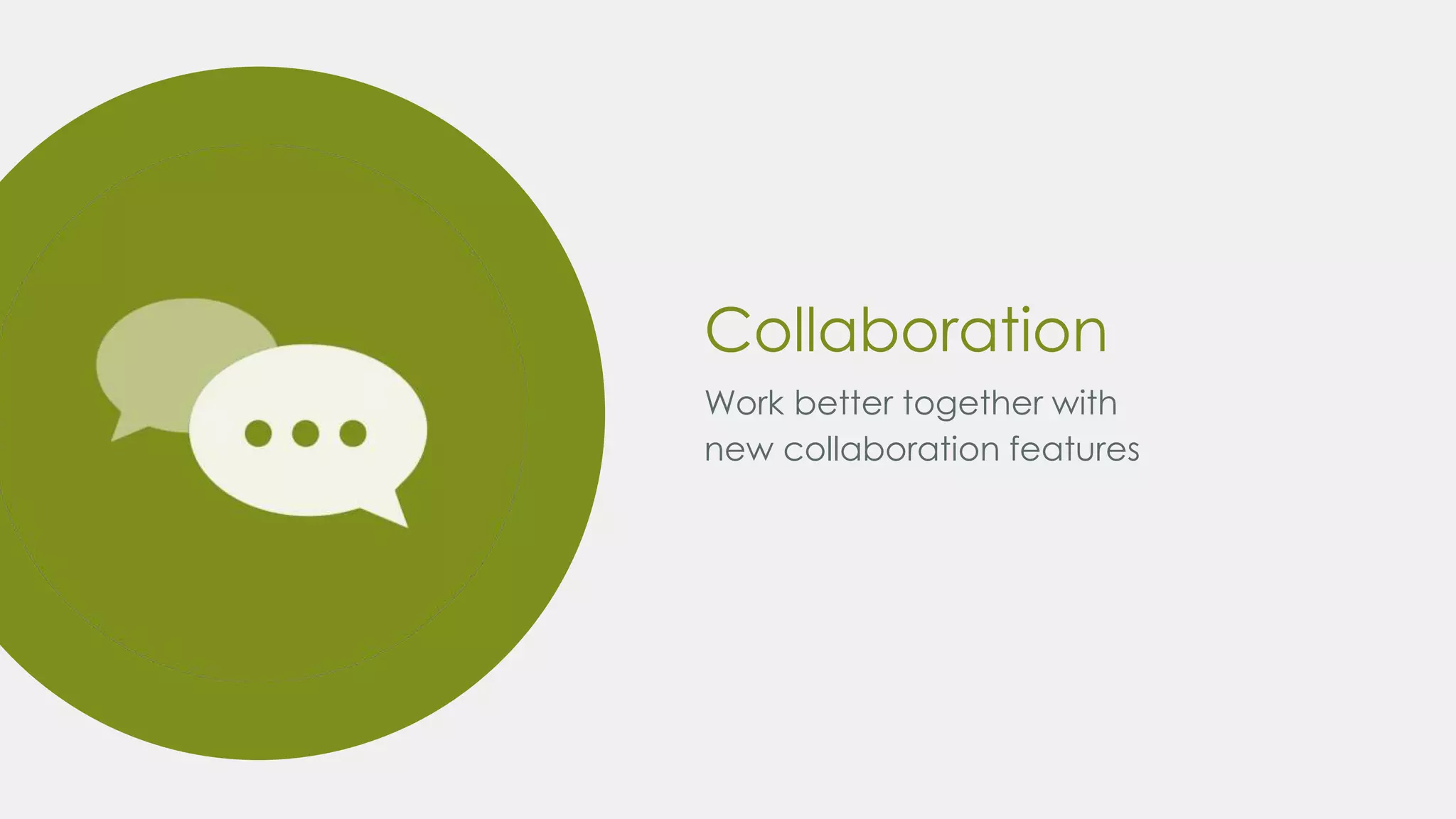 Collaboration
Work better together with
new collaboration features
 