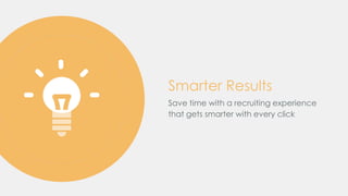 Smarter Results
Save time with a recruiting experience
that gets smarter with every click
 