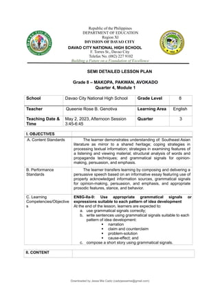 q4-mod1-lesson-plan-part-i.pdf MODDULE 1 | PDF