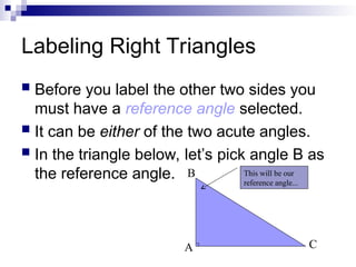 Triangle Label Geometry Math 9_ Labeling right triangles of Trigonometric | PPT