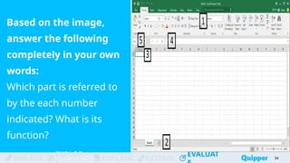ENGAGE
EXPLOR
EXPLAIN EXTEND
EVALUAT
ENGAGE
EXPLOR
EXPLAIN EXTEND
EVALUAT
Based on the image,
answer the following
completely in your own
words:
Which part is referred to
by the each number
indicated? What is its
function?
34
 
