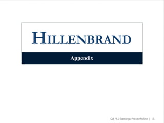 HILLENBRAND
Q4 ‘16 Earnings Presentation | 13
Appendix
 