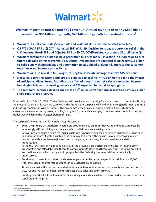 Walmart Q4 FY21 Earnings