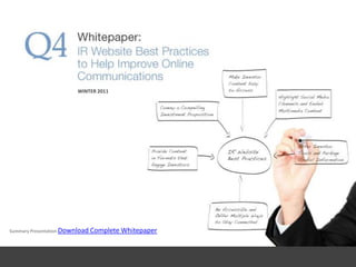WINTER 2011 Summary Presentation:Download Complete Whitepaper 