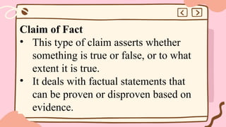Understanding Types of Claims: Fact, Value, and Policy Explained | PPTX
