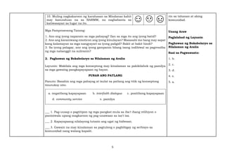 Values Education Learning Answer Sheet Quarter 1 Week 7 | PDF