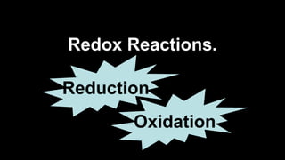 Redox Reactions.
Oxidation
Reduction
 