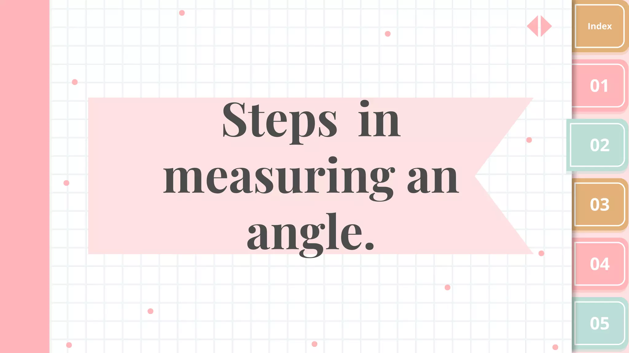 Steps in
measuring an
angle.
01
02
03
04
05
Index
 