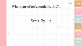What type of polynomial is this?
01
02
03
04
05
Index
 
