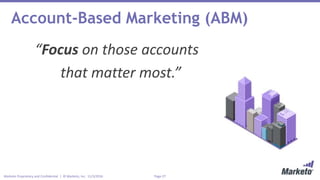 Page 27Marketo Proprietary and Confidential | © Marketo, Inc. 11/3/2016
Account-Based Marketing (ABM)
“Focus on those accounts
that matter most.”
 