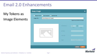 Page 7Marketo Proprietary and Confidential | © Marketo, Inc. 11/3/2016
Email 2.0 Enhancements
My Tokens as
Image Elements
 