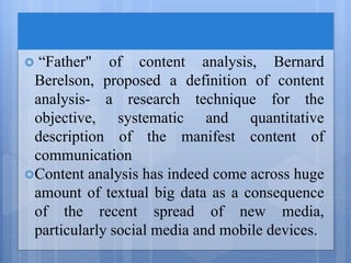 BERELSON BERNARD CONTENT ANALYSIS IN COMMUNICATION RESEARCH NEW YORK FREE PRESS 1952 visual data 4