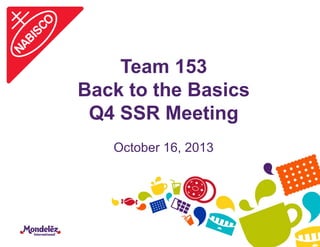 Team 153
Back to the Basics
Q4 SSR Meeting
October 16, 2013

 