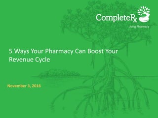 5 Ways Your Pharmacy Can Boost Your
Revenue Cycle
November 3, 2016
 