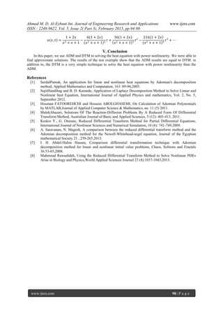 Adomian decomposition Method and Differential Transform Method to solve ...