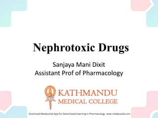 Nephrotoxic Drugs
Sanjaya Mani Dixit
Assistant Prof of Pharmacology
 