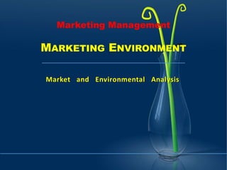 Marketing Management
MARKETING ENVIRONMENT
Market and Environmental Analysis
 
