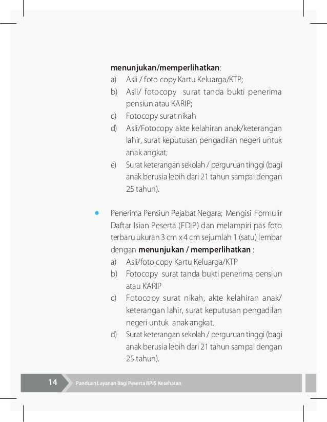 bpjs kesehatan 1 peserta daftar formulir isian Bagi Layanan BPJS Peserta Kesehatan Buku Panduan