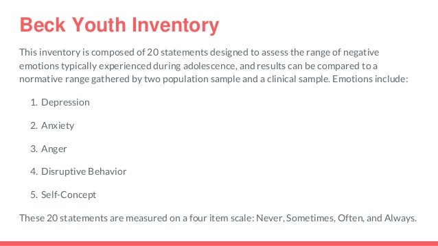 beck youth inventory sle report emotional health and foster care adolescents beck youth inventory sle report emotional health and foster care adolescents