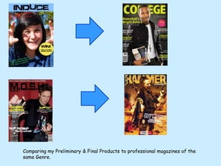 Comparing my Preliminary & Final Products to professional magazines of the same Genre.