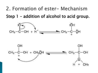 Step 1 – addition of alcohol to acid group.
 