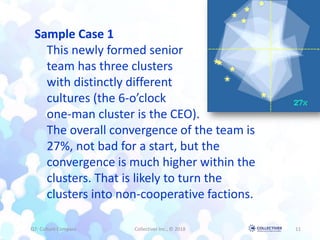 Q7: Culture Compass Collectiver Inc., © 2018 11
Sample Case 1
This newly formed senior
team has three clusters
with distin...