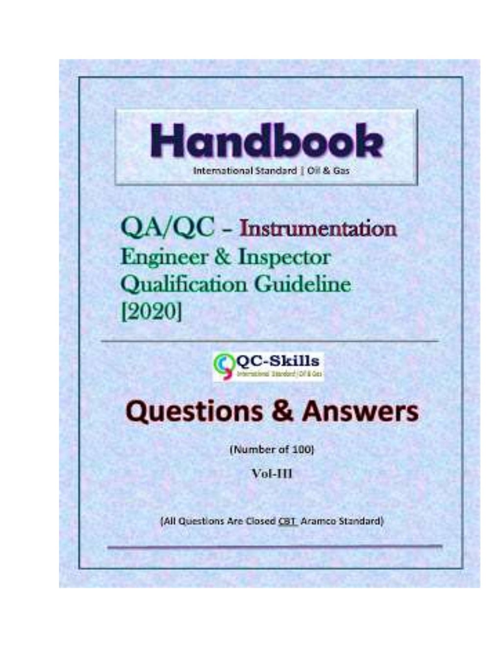 QA/QC - Instrument Inspector Qualification Guideline Vol-3