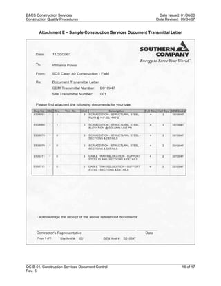 E&CS Construction Services                                        Date Issued: 01/06/00
Construction Quality Procedures                                  Date Revised: 09/04/07


       Attachment E – Sample Construction Services Document Transmittal Letter




                                                                 y
                                                       op
                                                  C
                                                  d
                                    lle
                         tro
            on
 nc
U




QC-B-01, Construction Services Document Control                                  16 of 17
Rev. 6
 