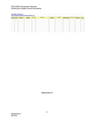 SCG E&CS Construction Services
Construction Quality Control Procedures




                                          Attachment A




                                               6
QCB02 REV 4
02/14/05
 