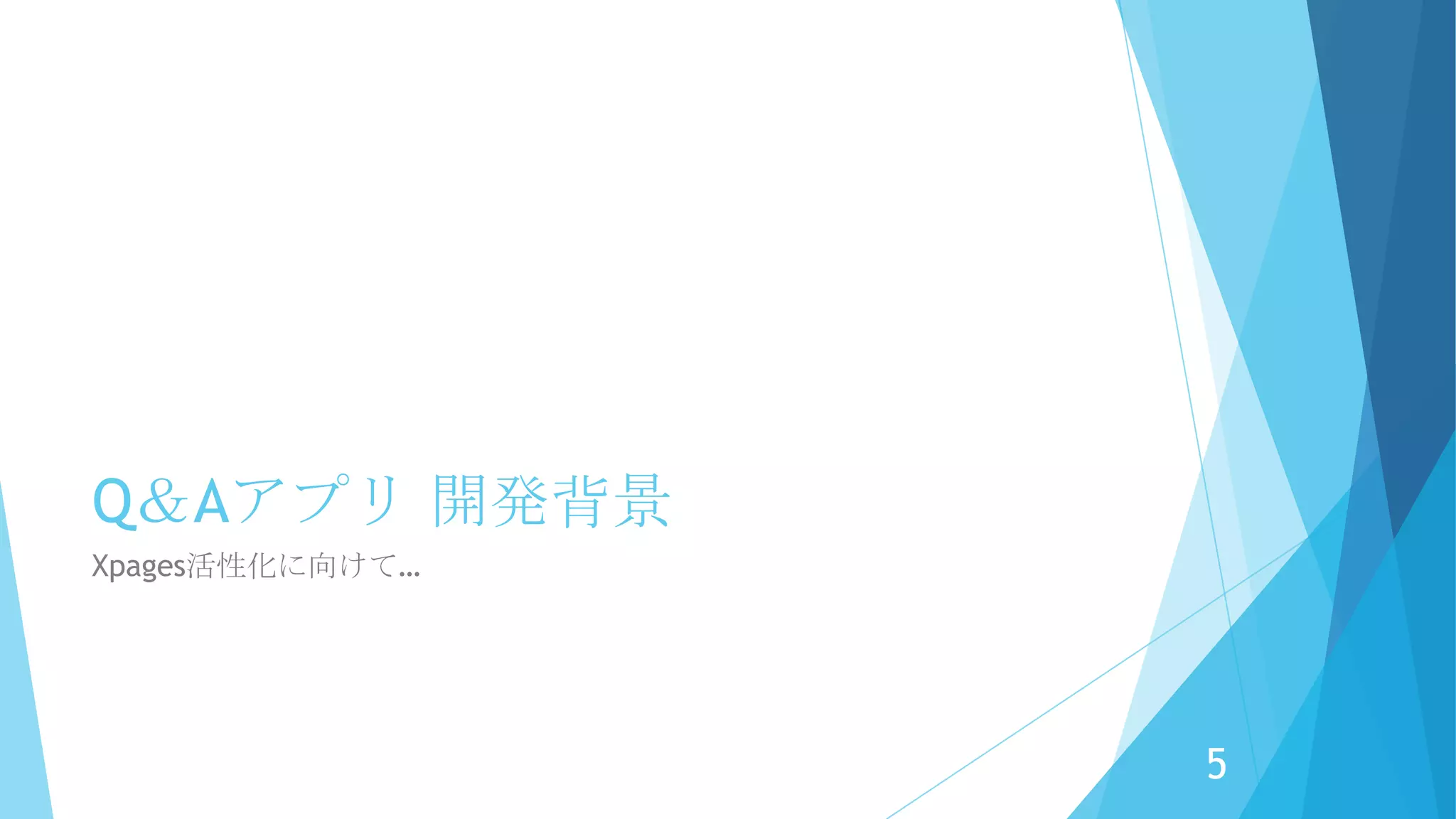 Q＆Aアプリ 開発背景
Xpages活性化に向けて…
5
 