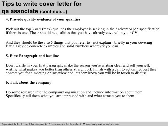 Qa associate cover letter