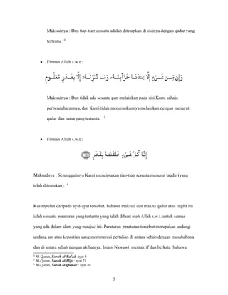 Perkara yang berkaitan dengan qada dan qadar