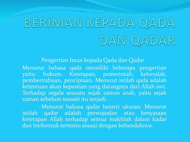 Qada, qadar dan persatuan, kerukunan | PPT