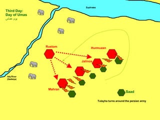 Mahran Jalinos Hurmuzan Rustom Saad Third Day: Day of Umas يوم عماس ِ Tulayha turns around the persian army 