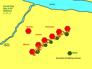 Mahran Jalinos Hurmuzan Rustom Saad Fourth Day: Day of Al-Qadisiya يوم القادسية ِ Day breaks and fighting continues 