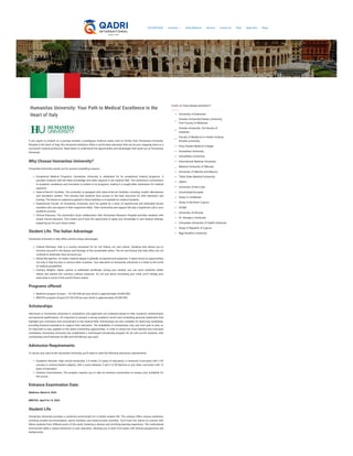 Home/ Humanitas University, Italy
Humanitas University: Your Path to Medical Excellence in the
Heart of Italy
If you aspire to embark on a journey towards a prestigious medical career, look no further than Humanitas University.
Situated in the heart of Italy, this renowned institution offers a world-class education that can be your stepping stone to a
successful medical profession. Read below to understand the opportunities and advantages that await you at Humanitas
University.
Why Choose Humanitas University?
Humanitas University stands out for several compelling reasons:
Exceptional Medical Programs: Humanitas University is celebrated for its exceptional medical programs. It
provides students with the latest knowledge and skills required in the medical field. The institution’s commitment
to academic excellence and innovation is evident in its programs, making it a sought-after destination for medical
aspirants.
State-of-the-Art Facilities: The university is equipped with state-of-the-art facilities, including modern laboratories
and simulation centers. This ensures that students have access to the best resources for their education and
training. The hands-on experience gained in these facilities is invaluable for medical students.
Experienced Faculty: At Humanitas University, you’ll be guided by a team of experienced and dedicated faculty
members who are experts in their respective fields. Their mentorship and support will play a significant role in your
academic journey.
Clinical Exposure: The university’s close collaboration with Humanitas Research Hospital provides students with
ample clinical exposure. This means you’ll have the opportunity to apply your knowledge in real medical settings,
preparing you for your future career.
Student Life: The Italian Advantage
Humanitas University in Italy offers several unique advantages:
Cultural Richness: Italy is a country renowned for its rich history, art, and culture. Studying here allows you to
immerse yourself in the beauty and heritage of this remarkable nation. The art and history that Italy offers are not
confined to textbooks; they surround you.
Global Recognition: An Italian medical degree is globally recognized and respected. It opens doors to opportunities
not only in Italy but also in various other countries. Your education at Humanitas University is a ticket to the world
of medical possibilities.
Culinary Delights: Italian cuisine is celebrated worldwide. During your studies, you can savor authentic Italian
dishes and explore the country’s culinary treasures. It’s not just about nourishing your mind; you’ll indulge your
taste buds in some of the world’s finest cuisine.
Programs offered:
Medicine program (6-year) – 23,156 EUR per year which is approximately 92,000 AED.
MEDTEC program (6-year)-23,156 EUR per year which is approximately 92,000 AED
Scholarships
Admission to Humanitas University is competitive, and applicants are evaluated based on their academic achievements
and personal qualifications. It’s important to present a strong academic record and compelling personal statements that
highlight your motivation and commitment to the medical field. Scholarships are also available for deserving candidates,
providing financial assistance to support their education. The availability of scholarships may vary from year to year, so
it’s important to stay updated on the latest scholarship opportunities. In order to attract the most talented and motivated
candidates, Humanitas University has established a merit-based scholarship program for EU and non-EU students, with
scholarships worth between €6.000 and €20.000 per year each.
Admission Requirements
To secure your spot at the Humanitas University, you’ll need to meet the following admission requirements:
Academic Records: High school transcripts; 3 A levels (13 years of education) or American Curriculum with 3 AP
courses in science-related subjects, with a score between 3 and 5 or IB Diploma or any other curriculum with 12
years of education.
Entrance Examinations: The program requires you to take an entrance examination to assess your suitability for
the course.
Entrance Examination Date:
Medicine: March 8, 2024
MEDTEC: April 5 & 19, 2024
Student Life
Humanitas University provides a conducive environment for a vibrant student life. The campus offers various amenities,
including student accommodation, sports facilities, and extracurricular activities. You’ll have the chance to connect with
fellow students from different parts of the world, fostering a diverse and enriching learning experience. The multicultural
environment adds a unique dimension to your education, allowing you to learn from peers with diverse perspectives and
backgrounds.
STUDY IN YOUR DREAM UNIVERSITY
UniversityofDebrecen

CharlesUniversityCharlesUniversity,
FirstFacultyofMedicine

CharlesUniversity,3rdfacultyof
medicien

FacultyofMediicneinHradecKralove,
Charlesuniversity

KingCharlesMedicalCollege

HumanitasUniversity

UnicamillusUniversity

InternationalMedicalUniversity

MedicalUniversityofWarsaw

UniversityofWarmiaandMazury

TbilisiStateMedicalUniversity

UMCH

UniversityofNoviSad

UniversidadEuropea

StudyinCaribbean

StudyinNorthernCyprus

UCAM

UniversityofNicosia

St.George;sUniversity

LithuanianUniversityofHealthSciences

StudyinRepublicofCyprus

RigaStradinsUniversity

CEO MESSAGE Countries  Study Medicine Services Contact Us FAQs Apply Now Blogs
 