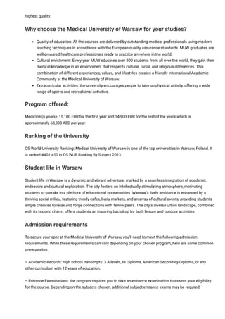 Medical University of Warsaw | Study Medicine in Warsaw | PDF