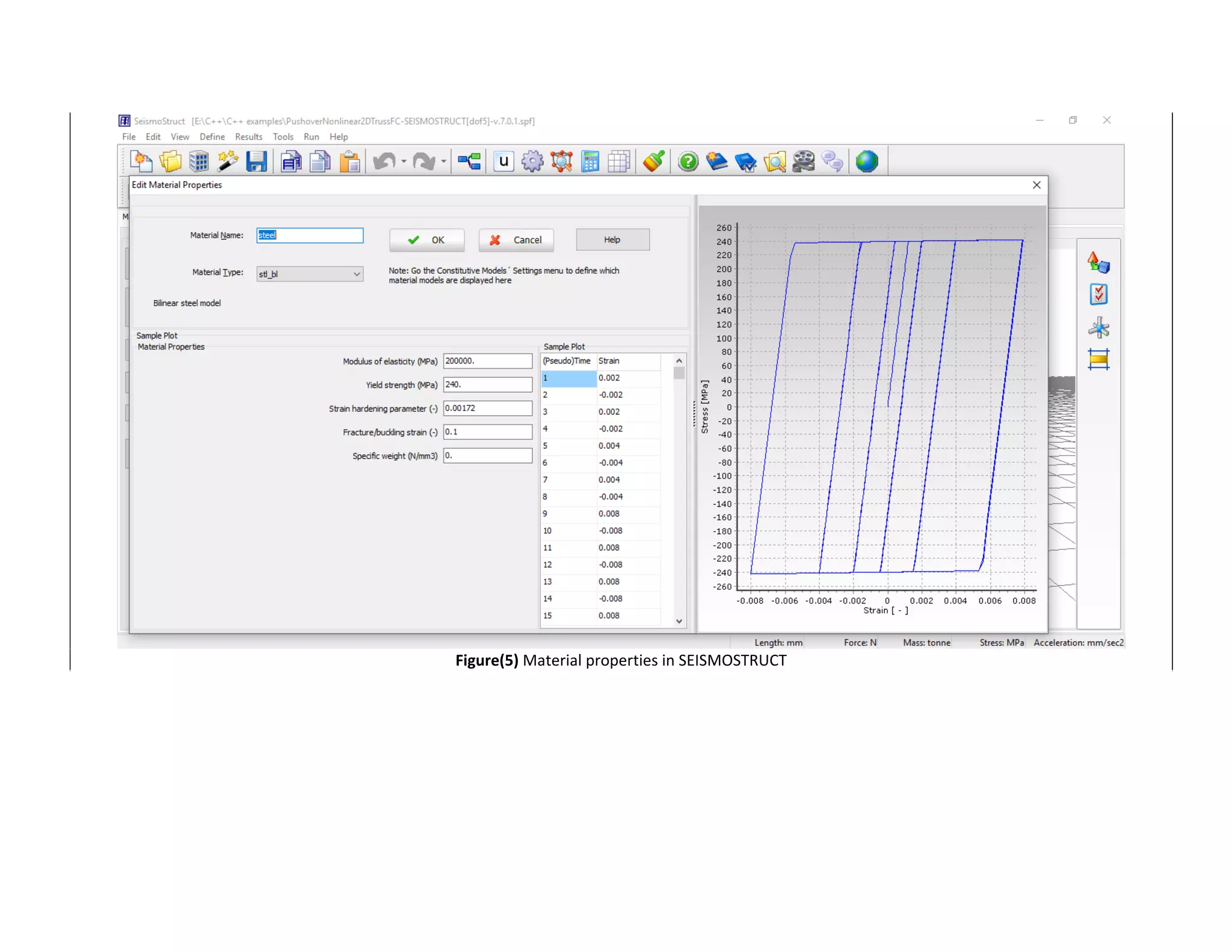  
Figure(5) Material properties in SEISMOSTRUCT 
 