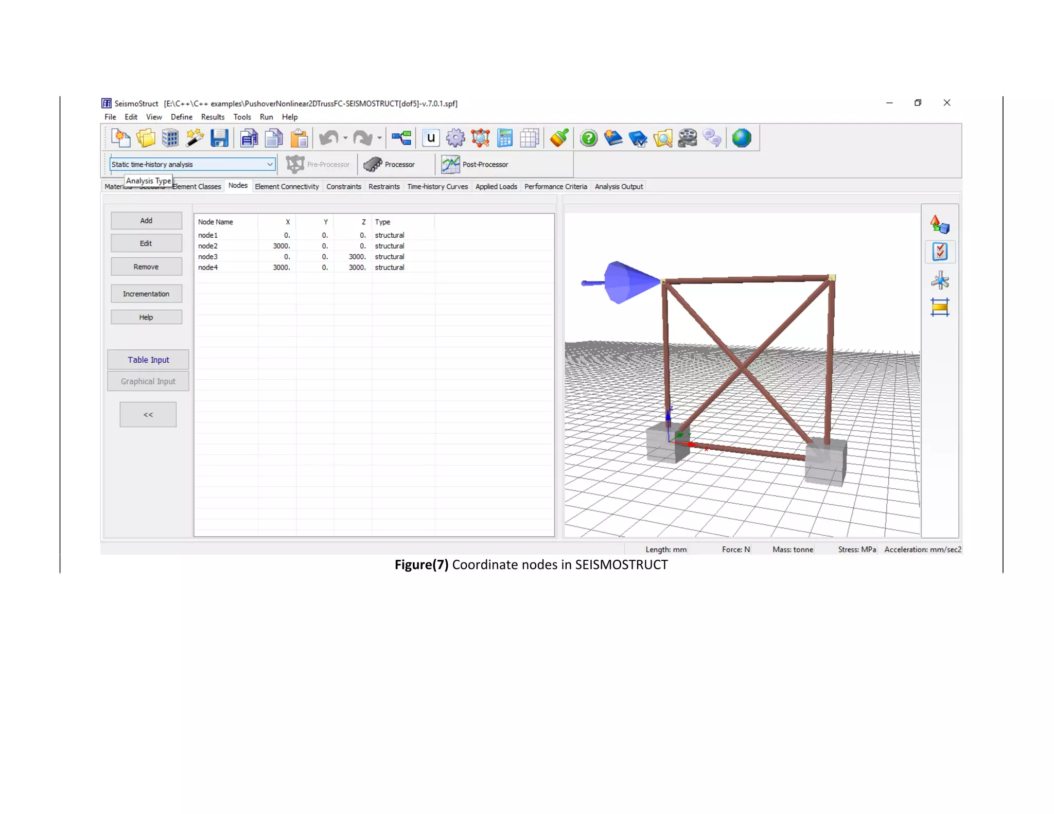  
Figure(7) Coordinate nodes in SEISMOSTRUCT 
 